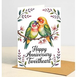 CooMood88 Happy Anniversary Tweetheart Card, Cute Lovebirds Pun Greeting, Funny Bird,Themed Anniversary Card For Couples, Husband, Wife Or Romantic Partners