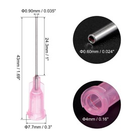 uxcell Industrial Blunt Tip Dispensing Needle with Luer Lock for Liquid Glue Gun, 20G 1", 40 Pcs Pink