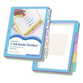 10Pcs/2 Set 5 Tab Dividers Clear Plastic Binder Dividers with Tab,for 3 Ring Binder,Customizable Labels, Multicolor, Durable & Tear-Resistant