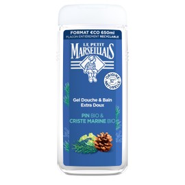 Le Petit Marseillais | Shower Gel Extra Soft Organic Pine & Kriste, Organic Marine (650 ml) - Moisturises and Refreshes, pH Neutral, No Dyes and 92% Natural Origin - Bottle 100%