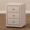 Baxton Studio Tessa 3 Drawer Fabric Upholstered Nightstand in Beige