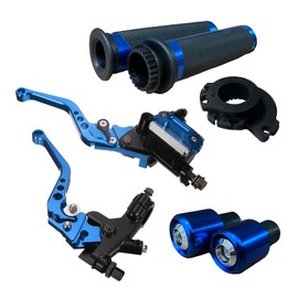 LisylineAuto Motorcycle Brake Lever 7/8“ 22mm Motorcycle Handlebar Brake Master Cylinder Clutch Levers Left & Right Set + Hand Grips + Handlebar Ends Set for Harley Honda Kawasaki Suzuki Yamaha (Blue)