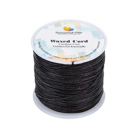PH PandaHall Black Waxed Polyester Cord, 116 Yards 0.5mm Round Beading String Roll Craft Cord for Bracelet Necklace Jewelry Making Macrame Supplies