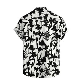 VATPAVE Mens 100% Cotton Hawaiian Shirts Floral Short Sleeve Button Down Shirts Summer Beach Shirts X-Large Black Peony