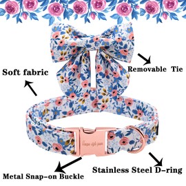 Unique style paws Dog Collar with Tie Adjustable Blue Bowtie Puppy Collars for Small Medium Large Dogs and Cats-L