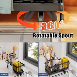 VILCEN Sponge Holder for Kitchen Sink, Sink Caddy with Removable Brush Holder, 304 Stainless Steel Self Drain Kitchen Sink Organizer, Discloth Dish Brush Soap Scrubber Kitchen Accessories