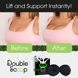 Double Scoop® Large Cup Bust Lifter w/Bonus Tape Sticky Strips, Replacement Bra Pad Inserts, Shapewear for Saggy Breasts, Push Up Cleavage Bra Hack, Foam Bra Inserts, Plus Size DD+ (White)