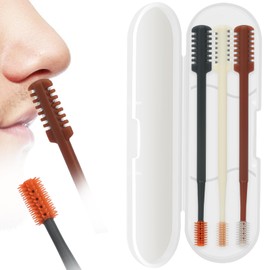 Arqumi 2-in-1 Portable Nose Hair Trimmer for Men Women, 3 Pcs Nose Hair Remover, 360° Rotating Manual Nasal Hair Cutter, Reusable Double Nostril Nose Hair Clippers Knife Tool with Storage Case
