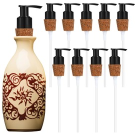 Tioncy 10 Pcs Soap Dispenser Pump with Cork Stopper Easy Press in Replacement Soap Pump Dispenser for Bottles Mason DIY Soap Lotion Jars (Black)