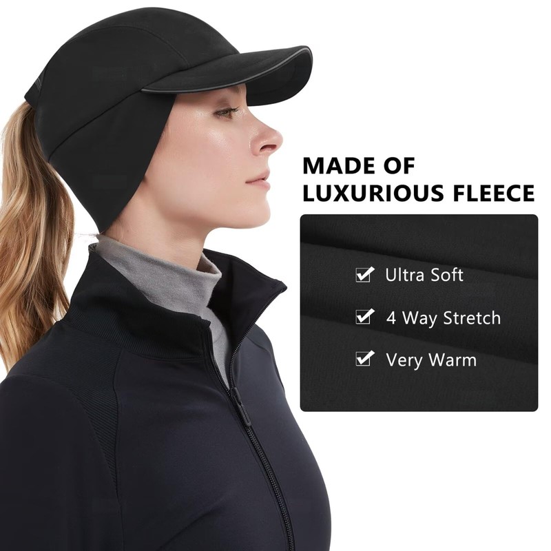 GADIEMKENSD Winter Fleece Hats Reflective Ponytail Hat for Women Baseball