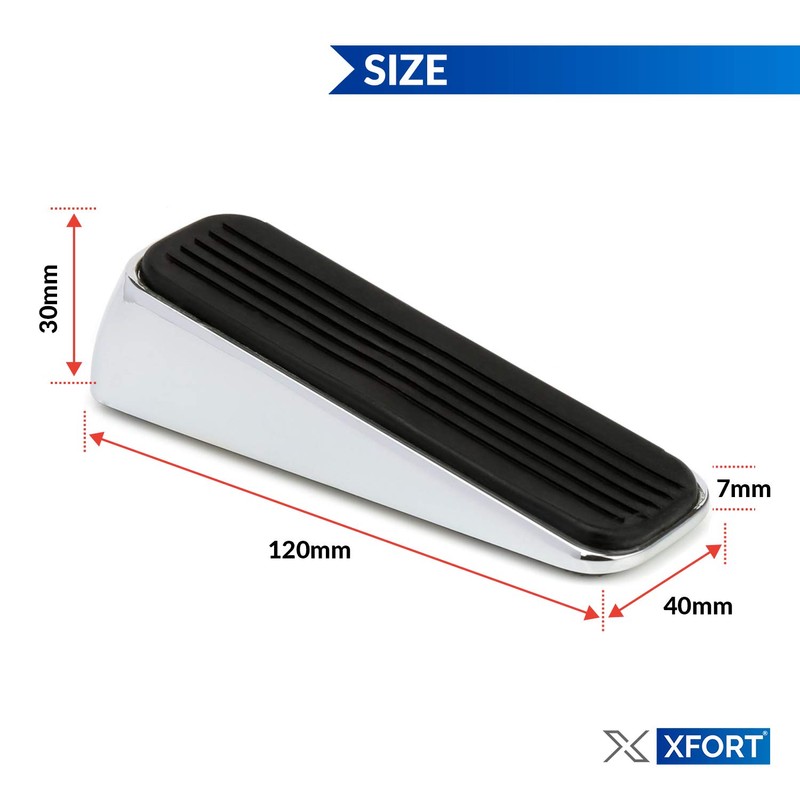 XFORT 3 Pack Door Wedge Polished Chrome, Door Jammer, Non-Slip