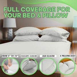 Sacred Thread 6 PC Rayon Derived from Bamboo Bed Sheets Set, Vegan, Cooling, and Organic Bedding for Home and Hotels, +50 Vibrant Colors for Cooling Bed Sheets