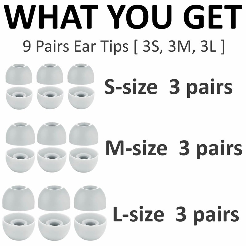 A-Focus (9 Pairs) Solo Buds Ear Tips - Soft Silicone