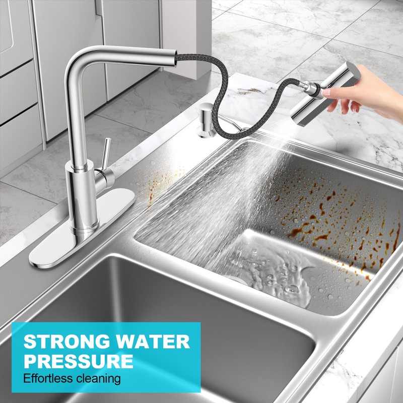 AVSIILE Waterfall Kitchen Faucets with Pull Down Sprayer & Soap
