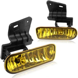 DRIVESTAR Pair Left & Right Fog Lamp Lights with 880 12V 27W Bulbs Amber Lens, fit 1999-2002 for Chevy Silverado 1500/2500, 2000-2006 Suburban/Tahoe, 10368477 10368476 GM2593113 GM2592113