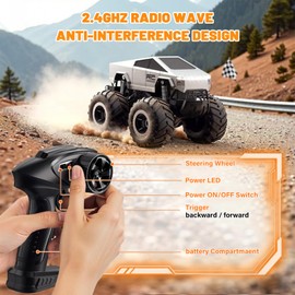 WpQOzzlP 1:16 Scale Waterproof Off-Road RC Pickup Truck, 4WD Amphibious Monster Truck with LED Lights, 2.4GHz High-Speed Hobby RC Car for All Terrains, Ideal Gift for Boys & Girls Ages 6+