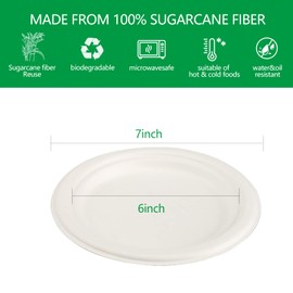 doesnotapply 50 Pcs Disposable Paper Plates 7 Inch Bagasse Plates Extra Strength Sugarcane Plates Eco-Friendly Party Plates Biodegradable and Compostable Plates for Parties White,add-cx