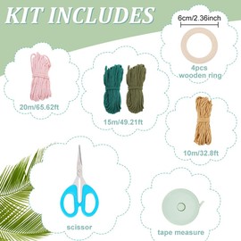 FREEBLOSS 4 Set Macrame Hat Hook Kit DIY Boho Hat Organizer Macrame Hat Holders Macrame Starter Kit with Instructions for Beginners Macrame Ornament for Bedroom Living Room Decor