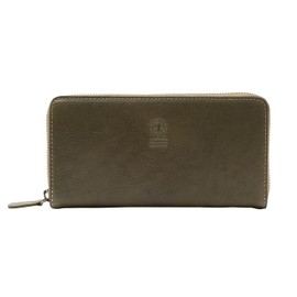 e-mono Genuine Leather Long Wallet, Tochigi Leather, Skimming-Prevention, Men's, Round Zipper, Women's, Cowhide Leather, Zipper, Long Wallet, Christmas, Khaki