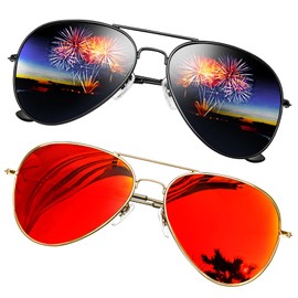 KANASTAL 2er Set Sonnenbrille Herren und Damen Verspiegelt Orange Rot und Polarisiert Matt Schwarz mit Premium Metallrahmen UV400 Schutz Sonnenbrille Zwei