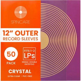 50x 12 Inch Standard Outer Vinyl Record Sleeves | Crystal Clear Covers for Single Double Albums & LPs | Acid-Free Protective Plastic Sleeves | Clean & Crisp Polypropylene