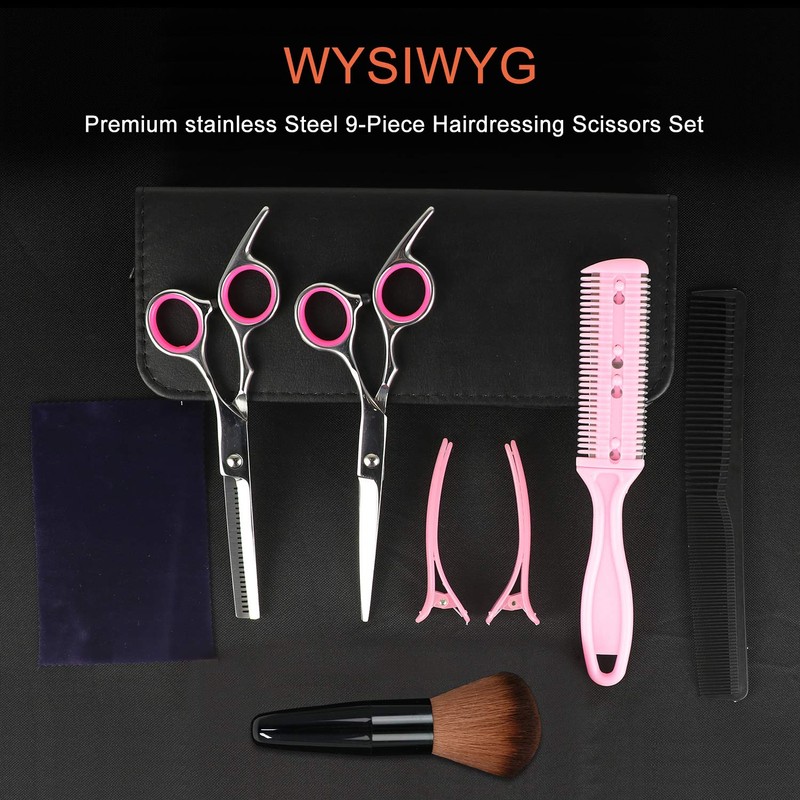 Sirabe 9 PCS Hair Cutting Scissors Thinning Shears Kit, Professional