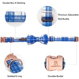 Lionheart glory Dog Collar, Boy Dog Collar Bowtie Blue Adjustable Dog Bowtie Collar Bows Dog Collar for Large Dogs