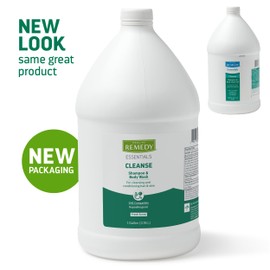 Remedy Medline Essentials Shampoo & Body Wash (128 oz), 4 Count, Fresh Scent, Full Body Gel Cleanser with Aloe, Refill Size, Sulfate Free, For Men & Women, Incontinence Care, Bedside Cleansing