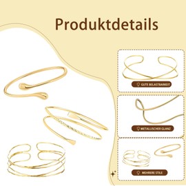 ClcIosis Pack of 6 Upper Bangle Gold Upper Arm Bangle Gold Upper Arm for Parties and Special Occasions, Synthetic, No Gemstone