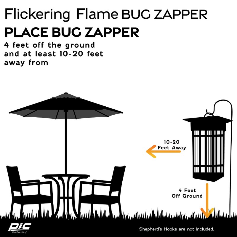 PIC Decorative Flame Effect Bug Zapper Lantern, Flying Insect Trap,