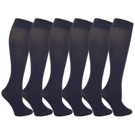 Winterlace Queen Size Trouser Socks for Women, 6 Pairs Plus Stretchy Opaque Knee High Dress Sock (6 Pairs - Charcoal Gray)