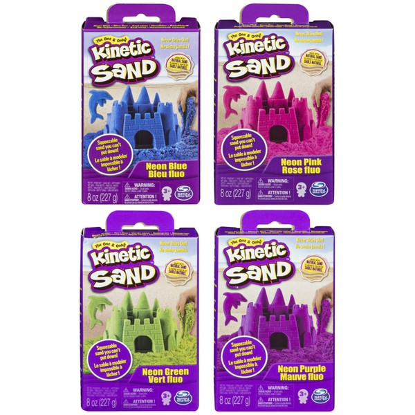 Kinetic Sand 8oz Neon Box (Variety of Colours - Style Picked at Random One Supplied) (Styles Vary)