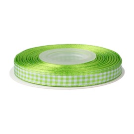 Ribbonitlux Gingham Ribbon, 3/8 Inch 25 Yd, Plaid Checkered Ribbon With Woven Edge, For DIY Crafts, Flower Bouquet Wrapping Home Decoration (Apple Green)