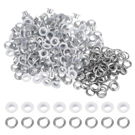 HARFINGTON 200 Set Color Round Grommets 6mm 1/4" Hole Metal Eyelets with Washers for Scrapbooking Shoes Clothes Leather Canvas, White