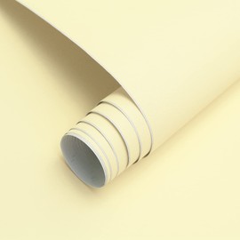 HeloHo Solid Light Yellow Wallpaper Matte Textured Wallpaper Peel and Stick Wallpaper Self Adhesive Removable Wallpaper Waterproof Contact Paper for Living Room Bedroom Decor 118"X15.7"