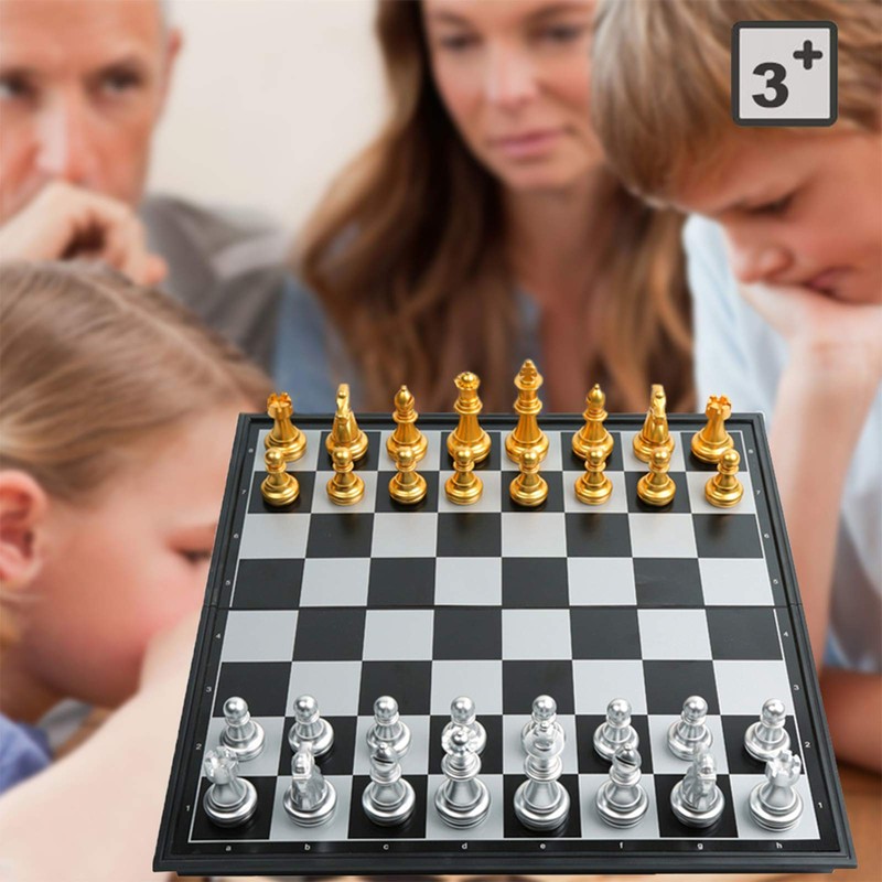 KOKOSUN Magnetic Chess Set with Folding Chess Board Gold and