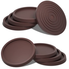 Furniture Coasters Non-Slip Bed Leg Pads Round Rubber Anti Sliding Caster Cups for Hardwood Floors Brown 8PCS 2.5inch