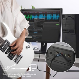 MillSO 6.35mm 3.5mm Converter Cable Male to Male Audio Converter Cable 3.5mm Mini Plug to 6.35mm Standard Plug 24K Gold Plated Stereo Cable 2.4m Blue