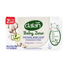 Dalan Baby Zero Natural Baby Soap Bar 3.17oz (6 Pack) - Paraben, PEG, DYE, Alcohol, SLES, SLS FREE (Organic Cotton, 6 Pack)