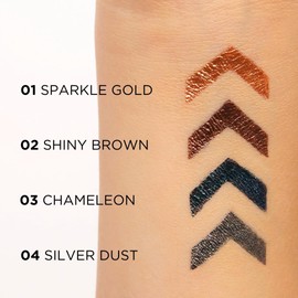 Eveline Cosmetics Variete Long-Lasting Waterproof Glitter Eyeliner - 24-Hour Hold, Quick Drying, Brush Applicator - Available in Gold, Brown, Turquoise & Silver