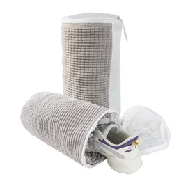 GOGOODA Upgraded Shoe Washing Bag for Washing Machine - Laundry Shoe Bag for Washer and Dryer with Safety Lock for All Shoe Types (Grey, without shoe trees)