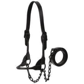 Weaver Livestock Leather Magic Show Cattle Halter, Adjustable, Modern Style Cow Calf Halter, Livestock Handling Equipment for Showing, Black