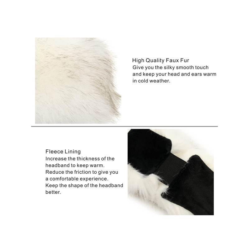 Rulala Fancy Faux Fur Headband for Women Winter Earwarmer Earmuff