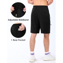 Mens Hiking Cargo Shorts with 5 Zipper Pockets 9" Lightweight Quick Dry Shorts for Men Outdoor Casual Golf (Black_S)