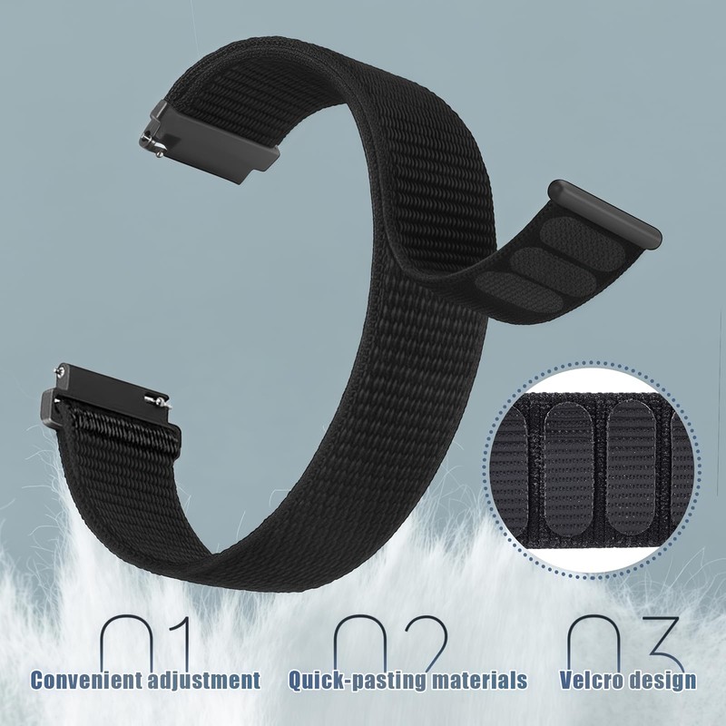 HAYONLIY Nylon Sport Loop Bands Compatible for 22mm universal model,