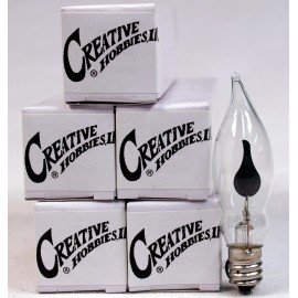 Creative Hobbies Box of 5 Flicker Flame Light Bulbs, E12 Candelabra Base, 3 watt (#A101)