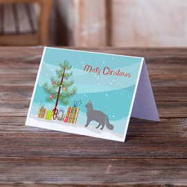 Caroline's Treasures CK4662GCA7P Nebelung #2 Cat Merry Christmas Greeting Cards and Envelopes Pack of 8 Blank Cards with Envelopes Whimsical A7 Size 5x7 Blank Note Cards