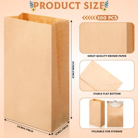 FoldTier 300 Pcs Brown Paper Bags with 300 Pcs 4.5 Inch Round White Paper Doilies, 2 Pieces Twisted Hemp Rope and Single Hole Puncher for Wedding Birthday DIY Gift Candy Packaging