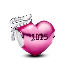 TCZNAF 2025 Graduation Charm Heart Graduation Pendant Compatible with European Bracelets Necklaces Graduation Jewellery Gift, Sterling Silver Cubic Zirconia