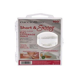 Cuccio Pro Short And Sassy Ultra Clear Full Coverage Nail Tips - Fast And Easy Lightweight Nail Enhancements - No Acrylic Needed - Comfortable And Natural Shaped Tips With No Lifting - 100 Count